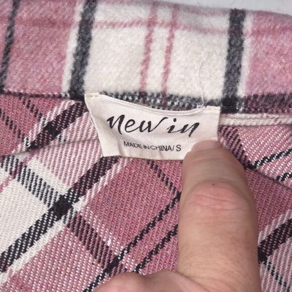 Plaid Flannel Chore Shirt Women Small Pink Whimsygoth Tartan Western Barn Jacket - Picture 8 of 16